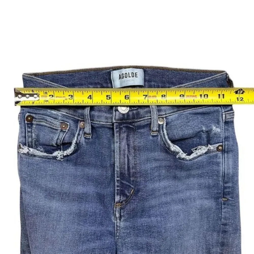 AGOLDE Sophie Mid-Rise Ankle Skinny Jeans Women's Size 25 Blue‎ Distressed
